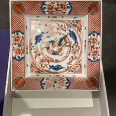 【新品】赤絵花鳥 角盛皿 橘吉