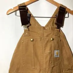 【USA製】美品 カーハート 刺繍ロゴ オーバーオール ブラウン 36x30