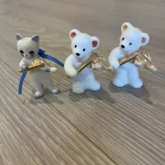 可愛い演奏家 動物置物 バイオリン ねこ くま
