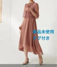【新品未使用】プチハイネックフレアレーススリーブフィッシュテールドレス