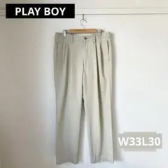 【PLAY BOY】ツータック　コットンチノパンツ　 トラウザー　W33L30