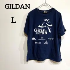 GILDAN 【L】Girls on the Run Tシャツ ネイビー ロゴT