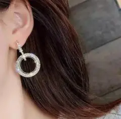 362 シルバー サークル リング ピアス s925 czダイヤモンド 結婚式