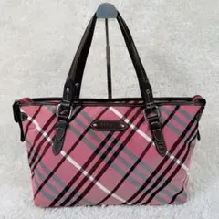 【美品】バーバリーブルーレーベル トートバッグ レザー ナイロン ノバチェック
