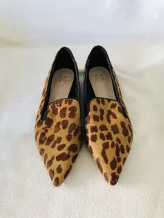 【美品】ハラコ 豹柄 フラットシューズ