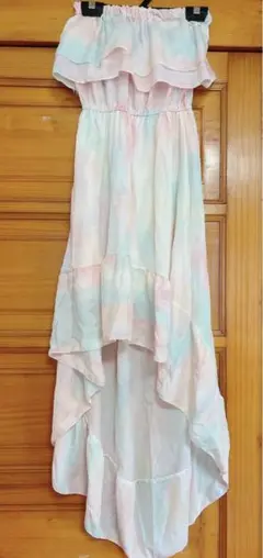 パステルカラー グラデーション　フリル オフショルダー ワンピース♡フリーサイズ