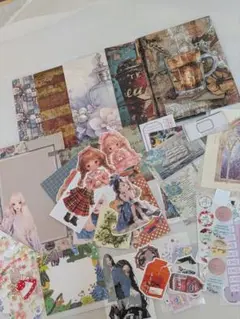 平袋、コラージュ素材セット。