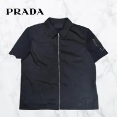 【美品】PRADA 00's アーカイブ ナイロンギャバ ジップアップシャツ