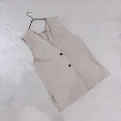 LUNACIONトップス ジレ ベスト ノースリーブ ベージュ Vネック ベスト