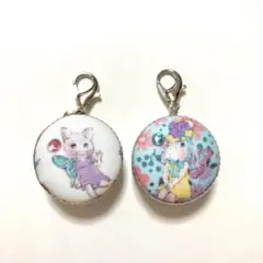 【セール品】20mm くるみボタンチャーム　2点セット