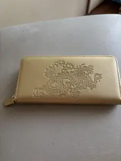 三宅宮龍神ファスナー長財布ゴールド