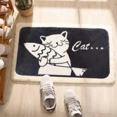 猫と魚のデザインマット