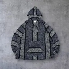【171】メキシカンパーカープルオーバーホワイト×パープルLサイズビッグサイズ