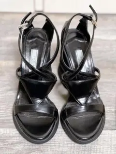 【美品】PRADA プラダ　ウェッジサンダル　黒　サイズ361/2