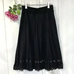 【訳あり】エニィファム anyFAM レーススカート【M】ウエストゴム ブラック