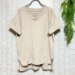 ベイフロー【2】半袖Tシャツ ベージュ 綿100% コットン レイヤードスリット