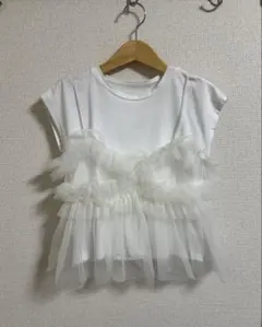 Lily Brown リリーブラウン ペプラムチュールビスチェセットTシャツ