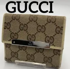 GUCCI グッチ 二つ折り 財布 GGキャンパス ダブルホック オシャレ