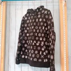 【匿名配送】 鬼滅パーカー 鍔ロゴ　裏起毛　黒