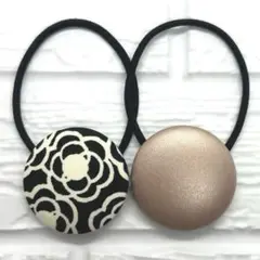 【391】ハンドメイド38mm くるみボタン　ヘアゴム