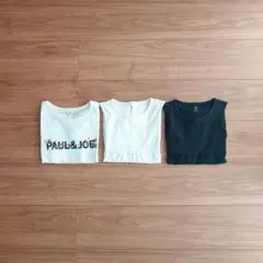 ユニクロ フレンチスリーブTシャツ ティアードタンク 白 黒 110 3枚組