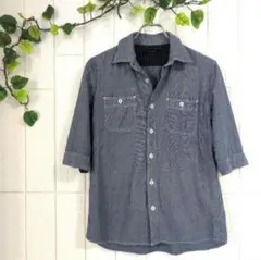美品 レイジブルー ダンガリー 5分袖シャツ UNISEX M