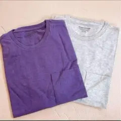 Mサイズ？　Tシャツ　Uネック　紫　グレー　メンズ　レディース　Tシャツ