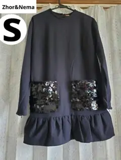 S 黒 レディース ワンピース ミニ チュニック Zhoru0026Nema 女性服