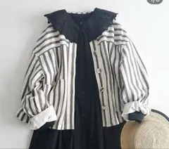 ストライプ柄ノーカラージャケット❤️タイムセール