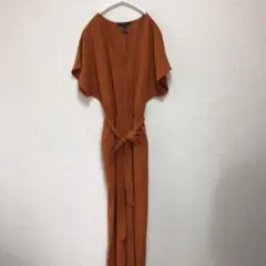 【FOREVER 21】 オレンジ Vネック オールインワン Vネック【 M】