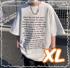 メンズ　Tシャツ ロゴ　半袖　英字　Uネック　オーバーサイズ　ストリート　大きめ