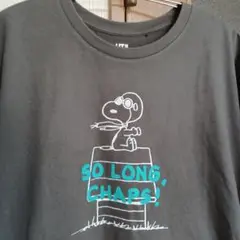 ユニクロ　スヌーピー 半袖Tシャツ ダークグレー 70周年　オーバーサイズ