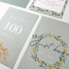 12.マンスリーカード 月齢カード ミモザ お花 flower シンプル)