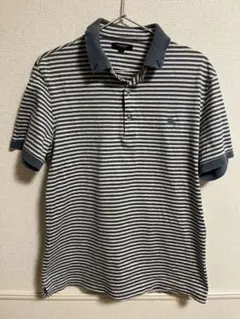 BURBERRY ストライプポロシャツ L ネイビー/ホワイト