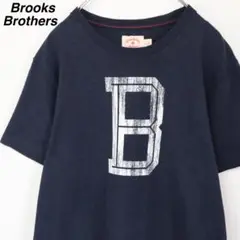 【希少デザイン】ブルックスブラザーズ Tシャツ デカロゴ Sサイズ ネイビー青系