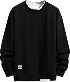 トレーナー メンズ 長袖 ゆったり XL トップス ブラック プルオーバー