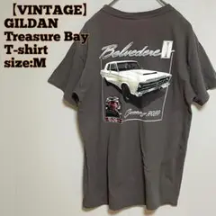 USA古着 GILDAN Treasure Bay アメ車 Tシャツ グレー