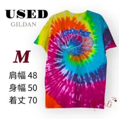 USED GILDAN バックプリントタイダイTシャツ M