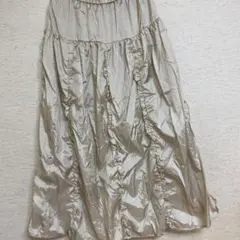ローリーズファーム　フリルギャザースカート　アイボリー　シャカシャカ　ロング