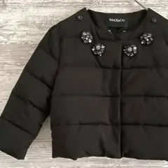 【美品】MAX&Co. 中綿キルトジャケット ビジュー 黒 S〜M