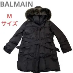 ☆美品☆バルマン　ダウンコート　ロング　フード・ファー取り外し可　ベルト付き　黒