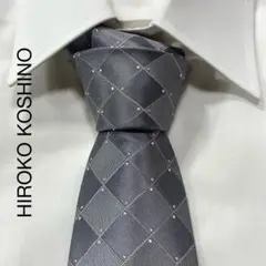 TG2644 HIROKO KOSHINO チェック ドット シルク ネクタイ