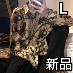 ✨セール✨現品限り✨新品✨シャツ メンズ 総柄 オーバーサイズ 長袖 韓国