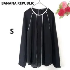 ❣️バナナリパブリック❣️ブラウス 長袖 レース 透け感 シャツ ブラック 黒 S