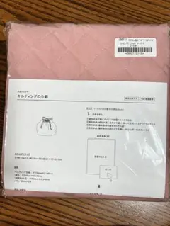 チェックアンドストライプ　リネン混ダンガリーキルティング　ストロベリークリーム