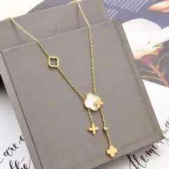花柄 花 ネックレス ホワイト シェル シルバージュエリー クローバー