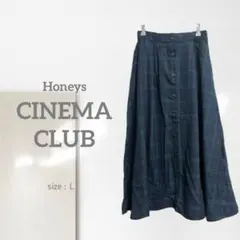 k2【ハニーズ】チェックロングフレアスカート/美品 ウエストゴム L 一点物