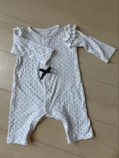 ドット柄フリルロンパース 60-70cm