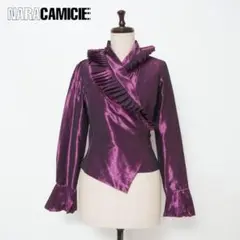美品 ナラカミーチェ カシュクールフリルシャツ 紫 サイズ0*GD848