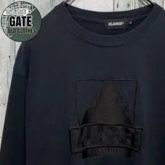 【※希少】XLARGEエクストララージ★ビッグ刺繍ロゴ ロンt 黒 M 使用感有